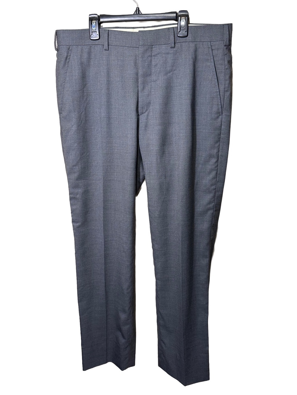 Ralph Lauren Purple Label Grey Wool Dress Trousers Flat Front Made Italy